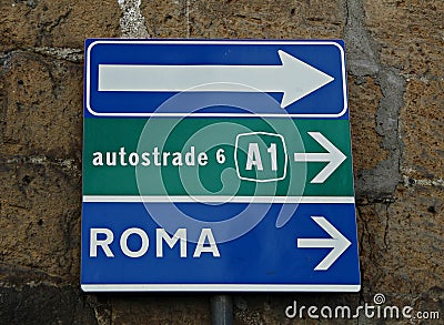 Italy, Lazio: Road Signal in Bolsena. Stock Photo