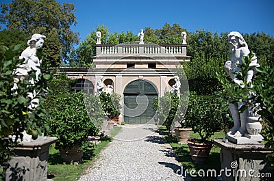 Italy, Lucca - September 13 2014: the view the garden of Palazzo Pfanner Editorial Stock Photo