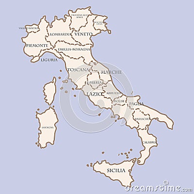 Italy map with regions Vector Illustration
