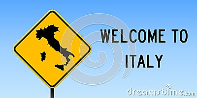 Italy map on road sign. Vector Illustration