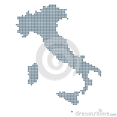 Italy Map - Vector Pixel Solid Contour Stock Photo