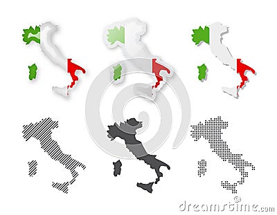 Italy - Maps Collection. Six maps of different designs Cartoon Illustration