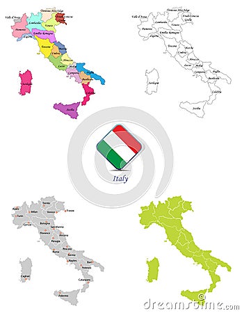 Italy maps Vector Illustration