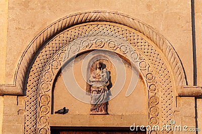 Italy. Matera. Pontifical Basilica - Cathedral of Maria Santissima della Bruna and Sant`Eustachio. Main facade Editorial Stock Photo