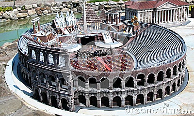 Colosseum of Rome in the theme park `Italy in miniature` Italia in miniatura Viserba, Rimini, Italy Editorial Stock Photo