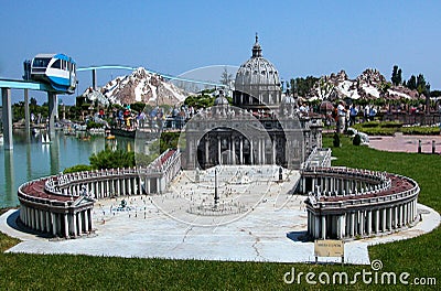 Saint Peter`s Basilica Rome in the theme park `Italy in miniature` Italia in miniatura Viserba, Rimini, Italy Editorial Stock Photo