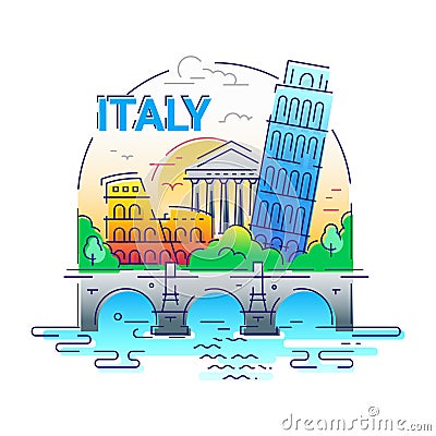 Italy - modern vector line travel illustration Vector Illustration