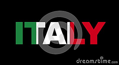 Italy name with flag Vector Illustration