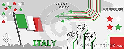 ITALY National day banner design. Abstract geometric retro shapes of green, white and red color Vector Illustration