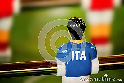 Italy National Jersey on Vintage Foosball, Table Soccer Game Stock Photo