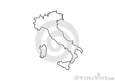 Italy outline map national borders country shape Vector Illustration