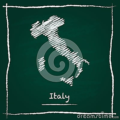 Italy outline vector map hand drawn with chalk on. Vector Illustration