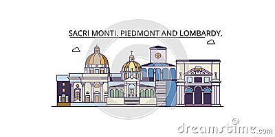 Italy, Piedmont And Lombardy, Sacri Monti tourism landmarks, vector city travel illustration Vector Illustration
