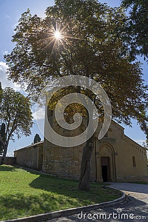 Italy, Pienza- Sept 26, 2019:historic church Pieve di Corsignano Pienza Tuscany Italy Editorial Stock Photo