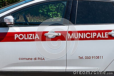 Italy, Pisa, city municipal police car Editorial Stock Photo