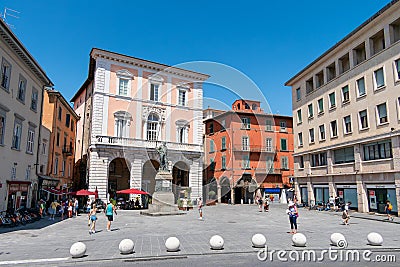 Italy, Pisa, Garibaldi Square with the statue of the general Editorial Stock Photo