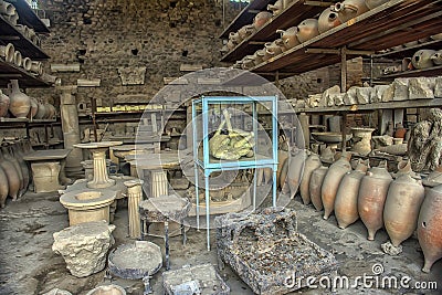 A body of dead dog in Pompeii, Italy Editorial Stock Photo