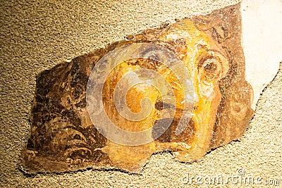 Italy, Pompeii - Roman house interior, antique fresco decoration, ancient wall Stock Photo