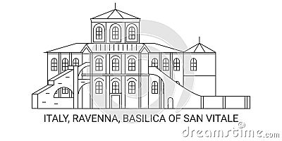 Italy, Ravenna, Basilica Of San Vitale, travel landmark vector illustration Vector Illustration