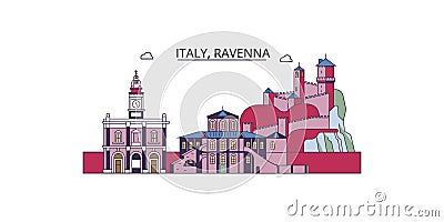 Italy, Ravenna tourism landmarks, vector city travel illustration Vector Illustration