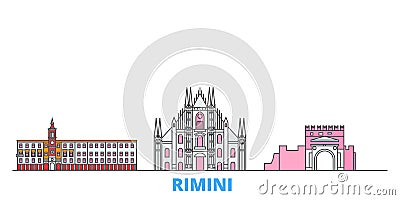 Italy, Rimini line cityscape, flat vector. Travel city landmark, oultine illustration, line world icons Vector Illustration