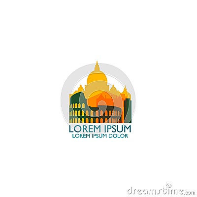 Rome city skyline silhouette vector logo illustration Vector Illustration