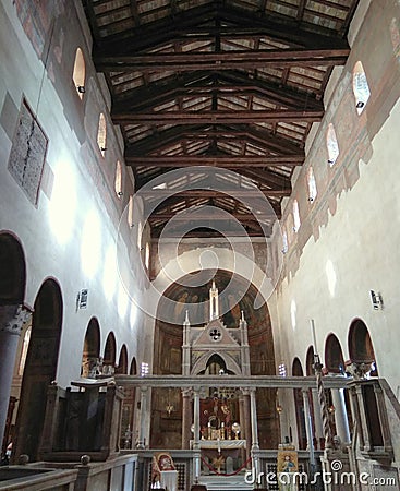 Italy, Rome, piazza Bocca della Verita 18, basilica of Saint Mary in Cosmedin (de Schola Graeca), interior of the church Editorial Stock Photo