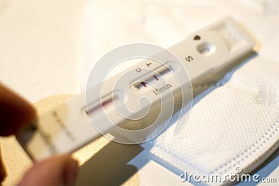 Italy: Sars - cov-2 Antigen Rapid Test, with positive result Editorial Stock Photo