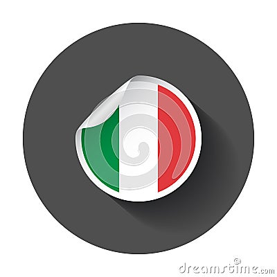 Italy sticker with flag. Vector Illustration