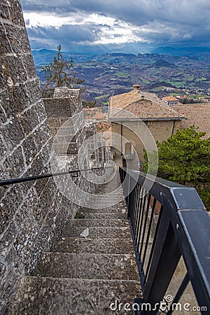 Italy. Streets of the Republic of San Marino. Itâ€™s a beautiful view.2020 Editorial Stock Photo