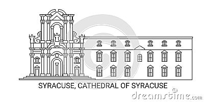 Italy, Syracuse, Cathedral Of Syracuse, travel landmark vector illustration Vector Illustration