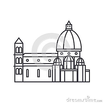 Italy, temple, florence cathedral vector line icon, sign, illustration on background, editable strokes Vector Illustration