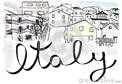 italy town landscape Vector Illustration