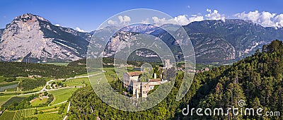 Italy travel destinations. Famous medieval castle Madruzzo in Trentino Alto Adige region province of Trento. Stock Photo