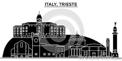 Italy, Trieste architecture vector city skyline, travel cityscape with landmarks, buildings, isolated sights on Vector Illustration