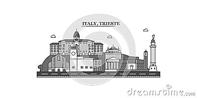 Italy, Trieste city skyline isolated vector illustration, icons Vector Illustration