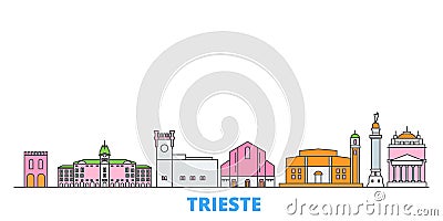 Italy, Trieste line cityscape, flat vector. Travel city landmark, oultine illustration, line world icons Vector Illustration