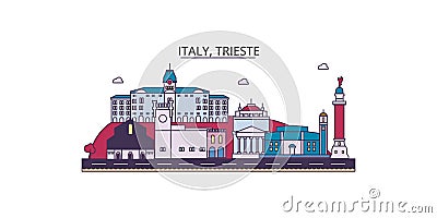 Italy, Trieste tourism landmarks, vector city travel illustration Vector Illustration