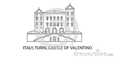 Italy, Turin, Castle Of Valentino, travel landmark vector illustration Vector Illustration