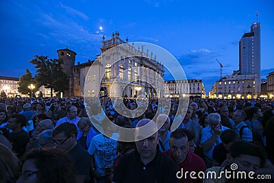 Italy - Turin - The drone show for San Giovanni celebration Editorial Stock Photo