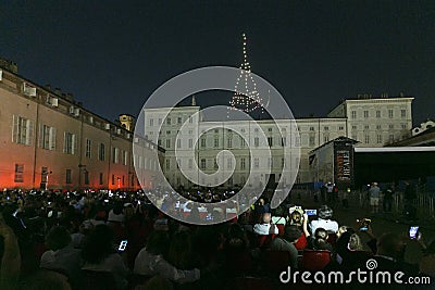 Italy - Turin - The drone show for San Giovanni celebration Editorial Stock Photo