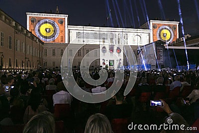 Italy - Turin - The drone show for San Giovanni celebration Editorial Stock Photo