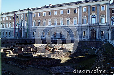 Italy Turin royal palace Palazzo Reale and rest of ancient roman theatre Editorial Stock Photo