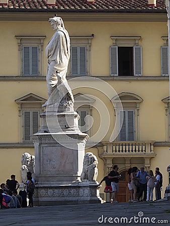 Italy, Tuscany, Florence, Dante statue on Santa Croce square. Editorial Stock Photo