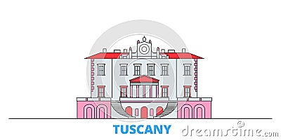 Italy, Tuscany, Medici Villas And Gardens line cityscape, flat vector. Travel city landmark, oultine illustration, line Vector Illustration