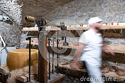 Italy, Tuscany, the province of Florence, Greve in Chianti, cheese shop Editorial Stock Photo