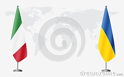 Italy and Ukraine flags for official meeting Vector Illustration