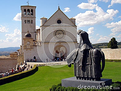 Italy, Umbria, , August 28 2008, visit to the city of Assisi, view of the Basilica of San Francesco Stock Photo