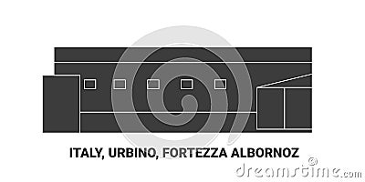 Italy, Urbino, Fortezza Albornoz, travel landmark vector illustration Vector Illustration