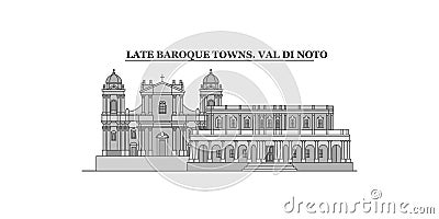 Italy, Val Di Noto city skyline isolated vector illustration, icons Vector Illustration